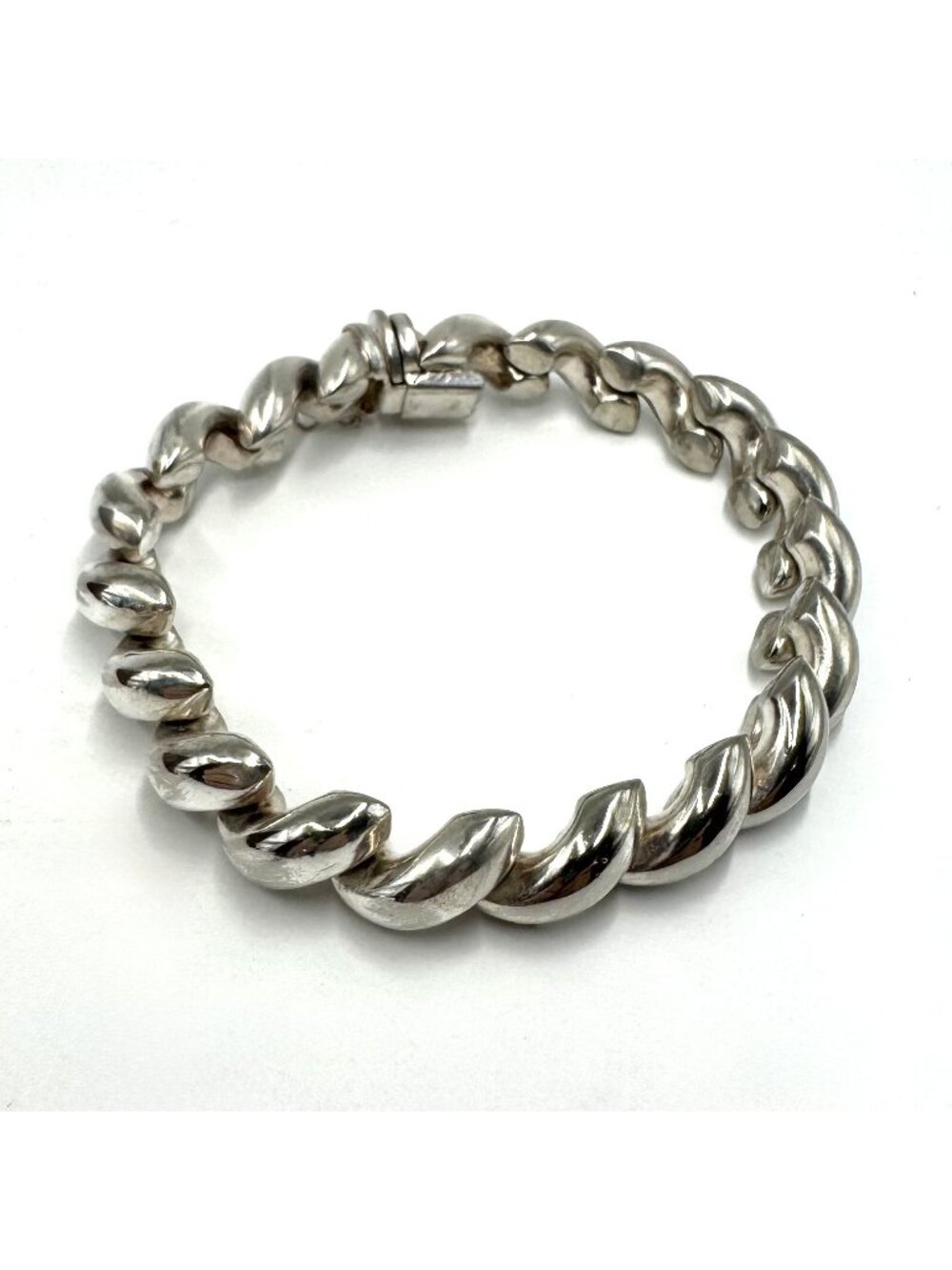 Solid Sterling Silver 925 San Marco Link Chain Bracelet Size 8.25" Length